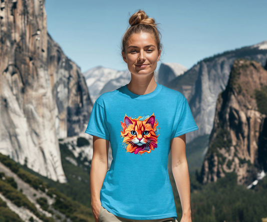 Watercolor Cat T-Shirt, Cute Kitty Tee, Cat Lover Gift, Softstyle Graphic Shirt, Animal Print Top