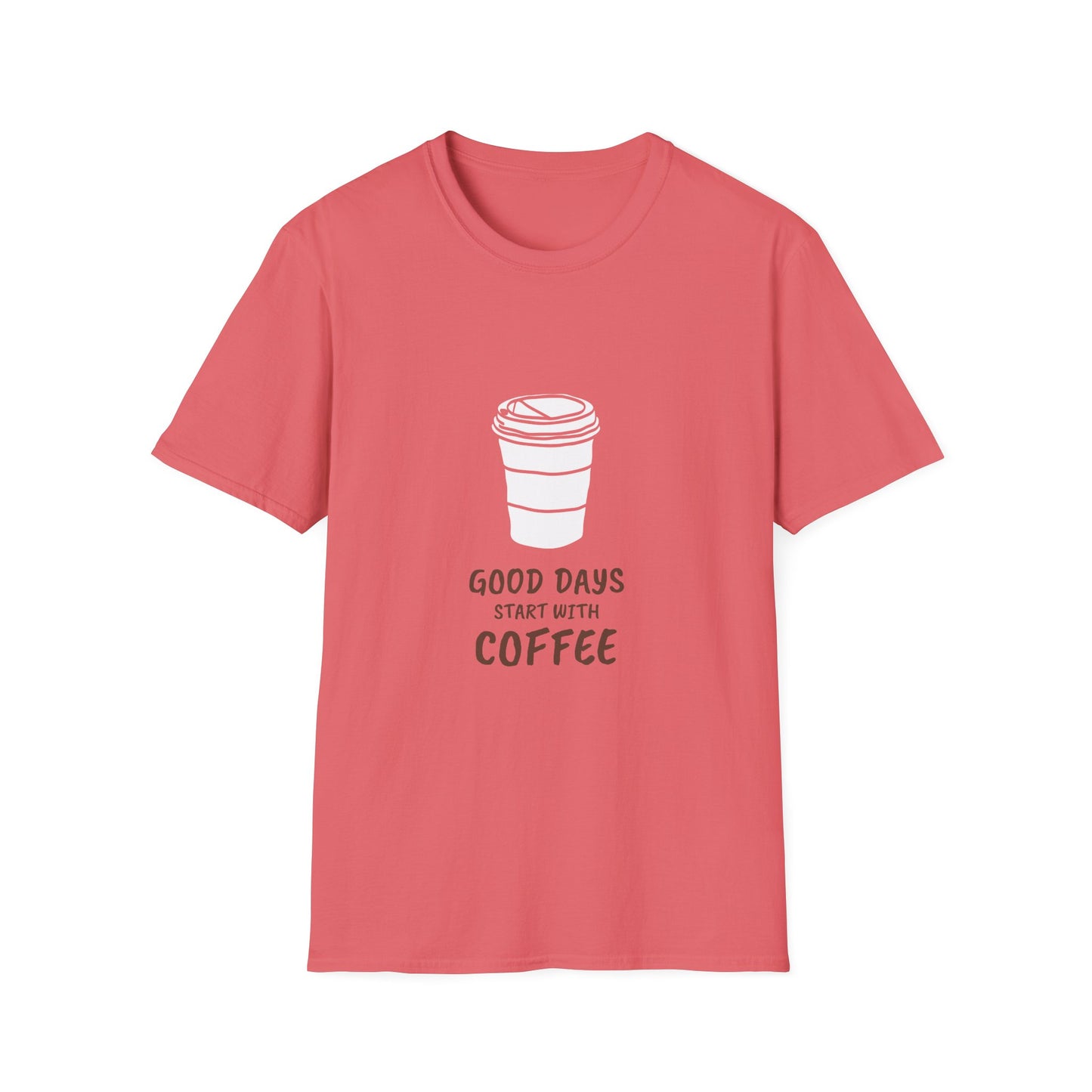 Good Days Start with Coffee, Unisex Softstyle T-Shirt, Coffee Lover Tee, Funny Coffee Shirt, Gift for Coffee Drinkers, Coffee Obsessed