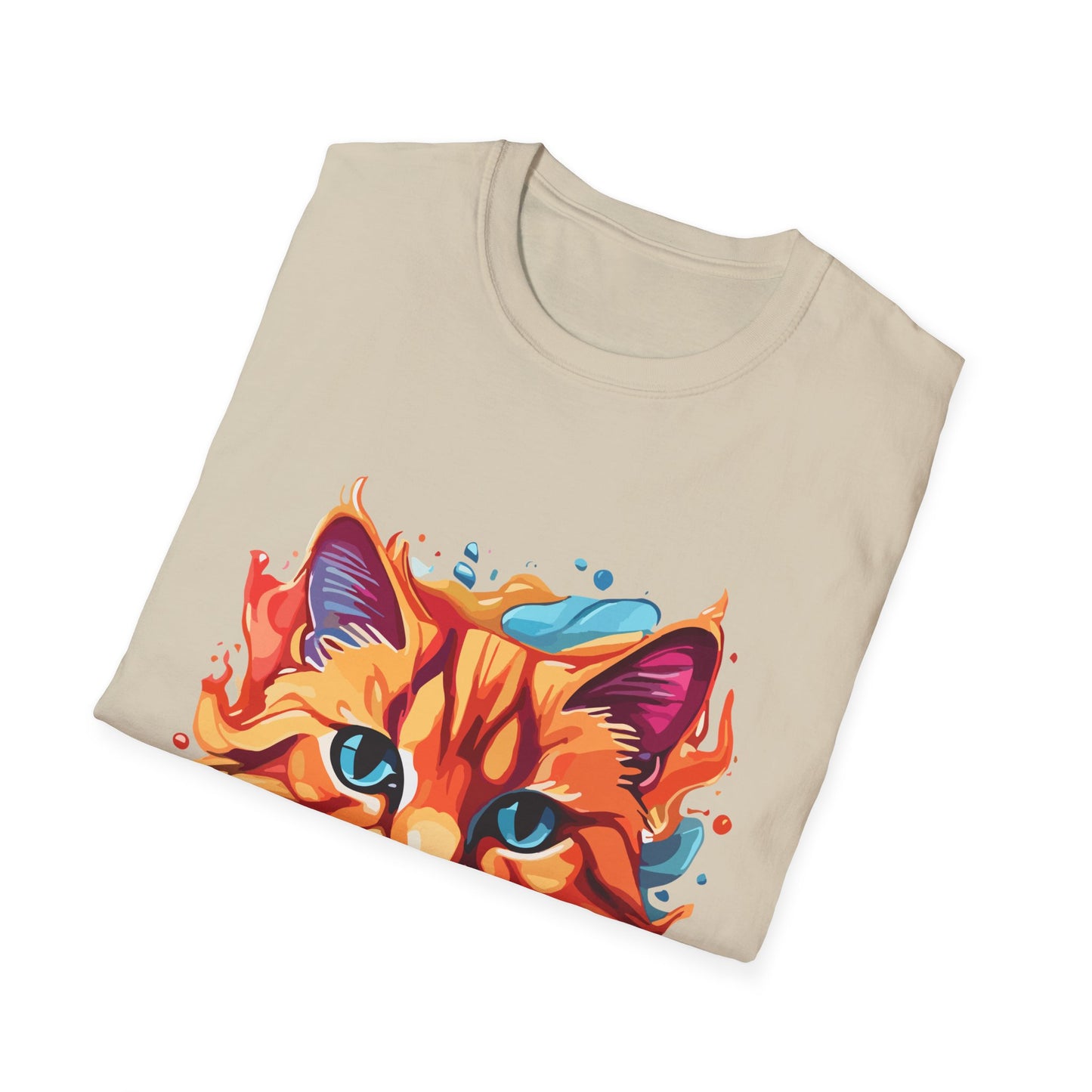 Watercolor Cat T-Shirt, Cute Kitty Tee, Cat Lover Gift, Softstyle Graphic Shirt, Animal Print Top