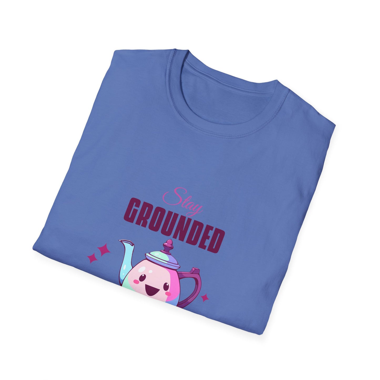 Grounded Coffee Lover Unisex Softstyle T-Shirt, Stay Happy Drink Coffee Tee, Coffee = Happiness, Positive Vibes Shirt, Meditation Gift
