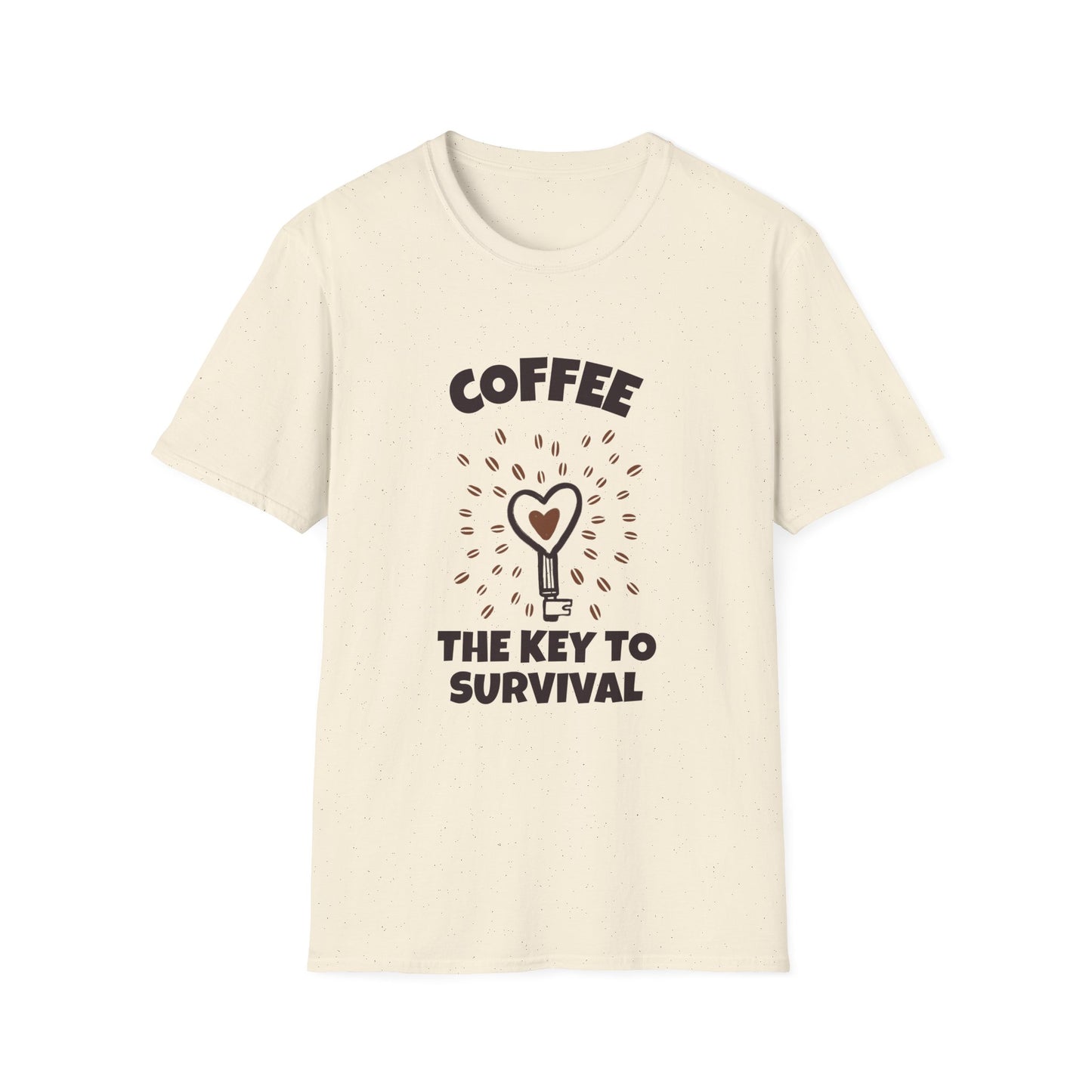 Coffee the Key to Survival Unisex Softstyle T-Shirt, Coffee Lover Tee, Funny Coffee Shirt, Gift for Coffee Drinkers, Coffee Obsessed Apparel