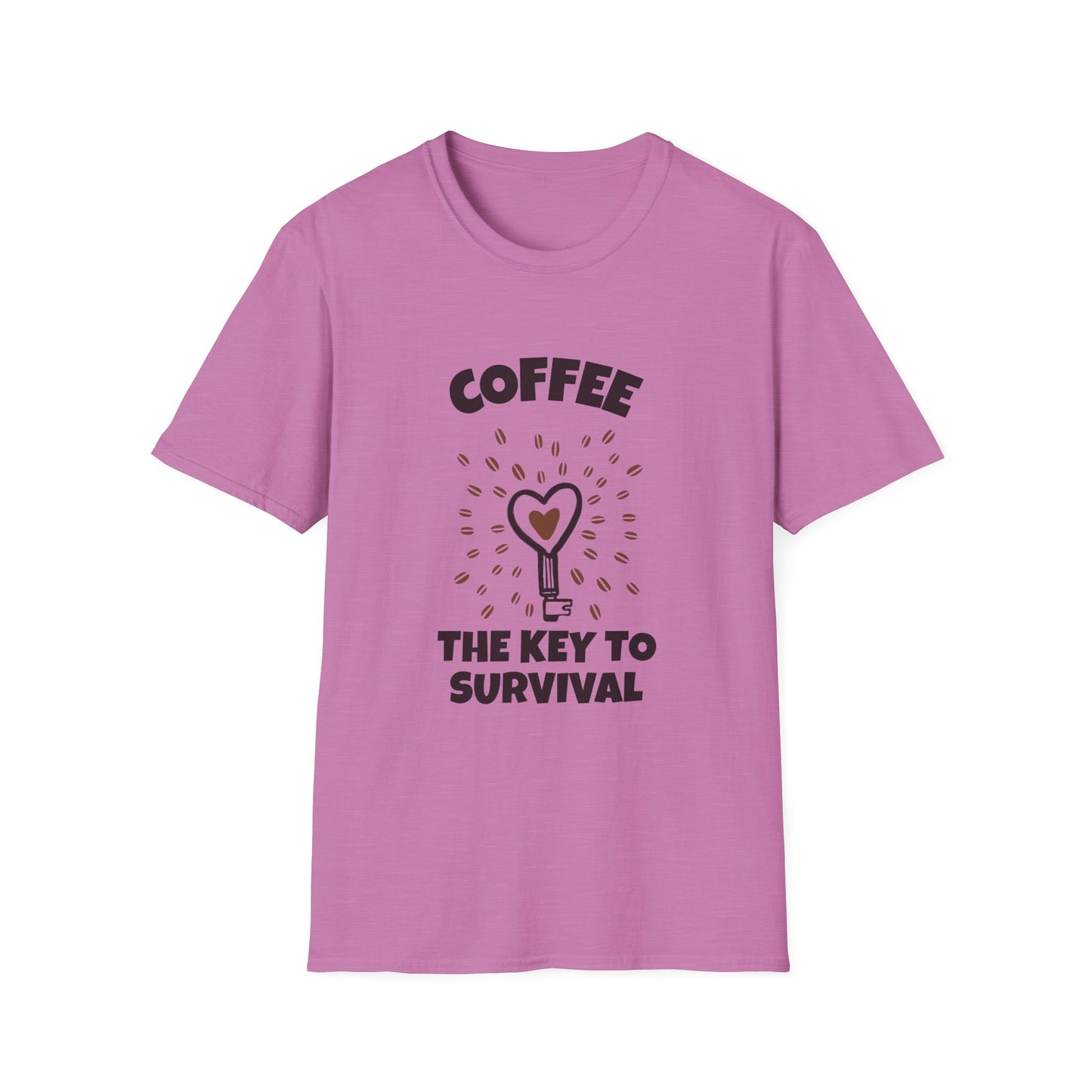 Coffee the Key to Survival Unisex Softstyle T-Shirt, Coffee Lover Tee, Funny Coffee Shirt, Gift for Coffee Drinkers, Coffee Obsessed Apparel