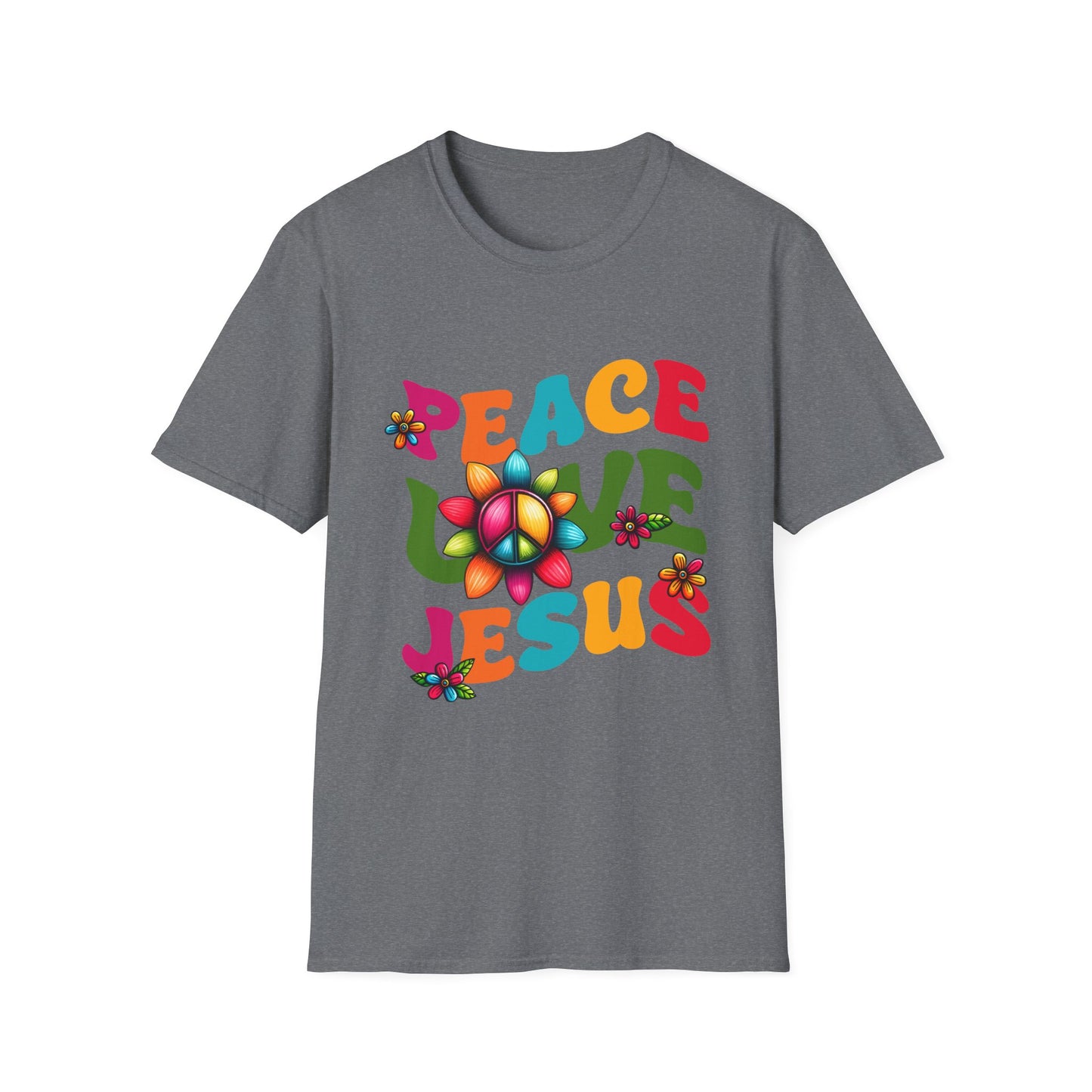 Christian Peace Love Jesus Unisex Softstyle T-Shirt, Religious Faith Tee, Christian Gift, Inspirational Shirt, Religious Apparel, Christian