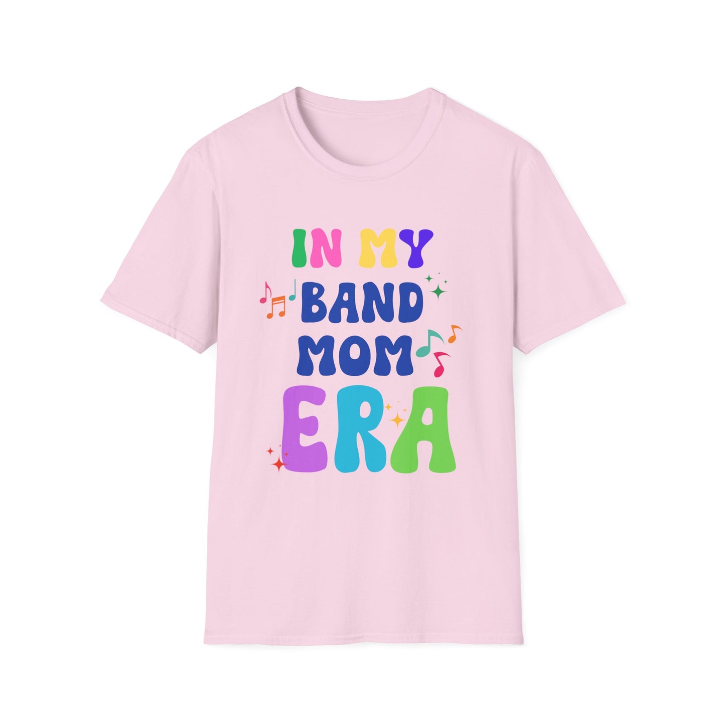 Band Mom Era Unisex Softstyle T-Shirt - Music Lover Gift, Rock Band Fan Shirt, Live Music Concert Tee, Parent Gift, Music Festival Apparel