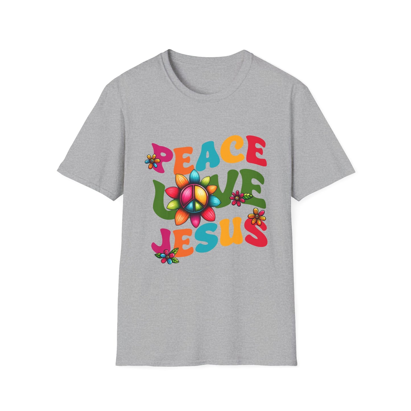 Christian Peace Love Jesus Unisex Softstyle T-Shirt, Religious Faith Tee, Christian Gift, Inspirational Shirt, Religious Apparel, Christian