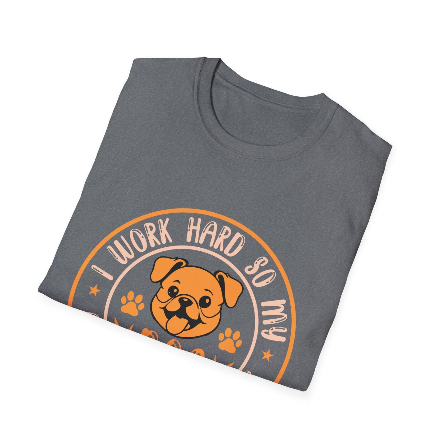 Dog Lover Unisex T-Shirt, Funny Work Hard Dog Mom Dad Tee, Gift for Pet Owners, Softstyle Graphic Shirt, Animal Rescue Apparel