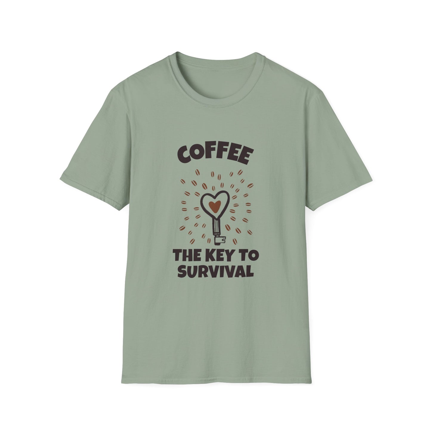 Coffee the Key to Survival Unisex Softstyle T-Shirt, Coffee Lover Tee, Funny Coffee Shirt, Gift for Coffee Drinkers, Coffee Obsessed Apparel