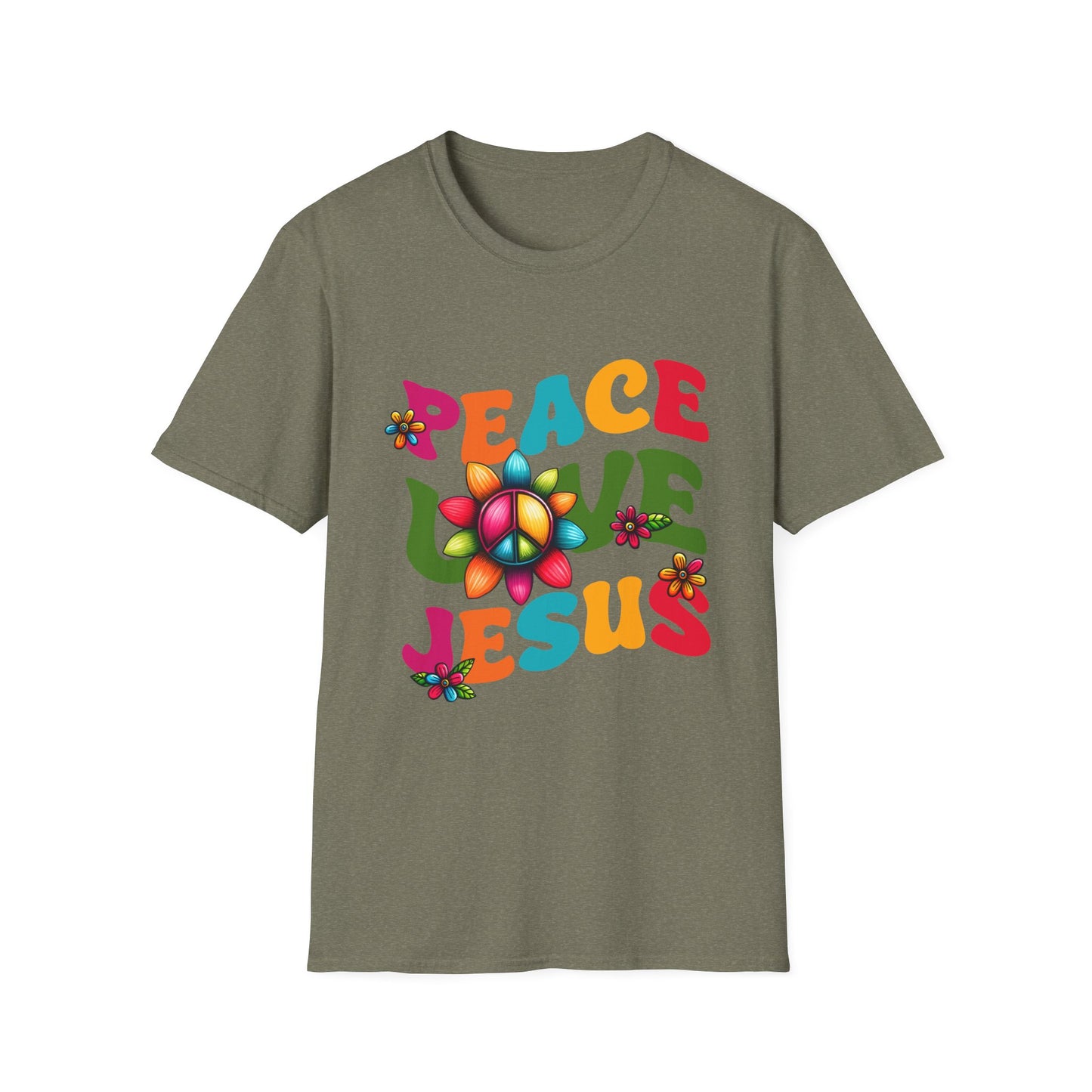 Christian Peace Love Jesus Unisex Softstyle T-Shirt, Religious Faith Tee, Christian Gift, Inspirational Shirt, Religious Apparel, Christian