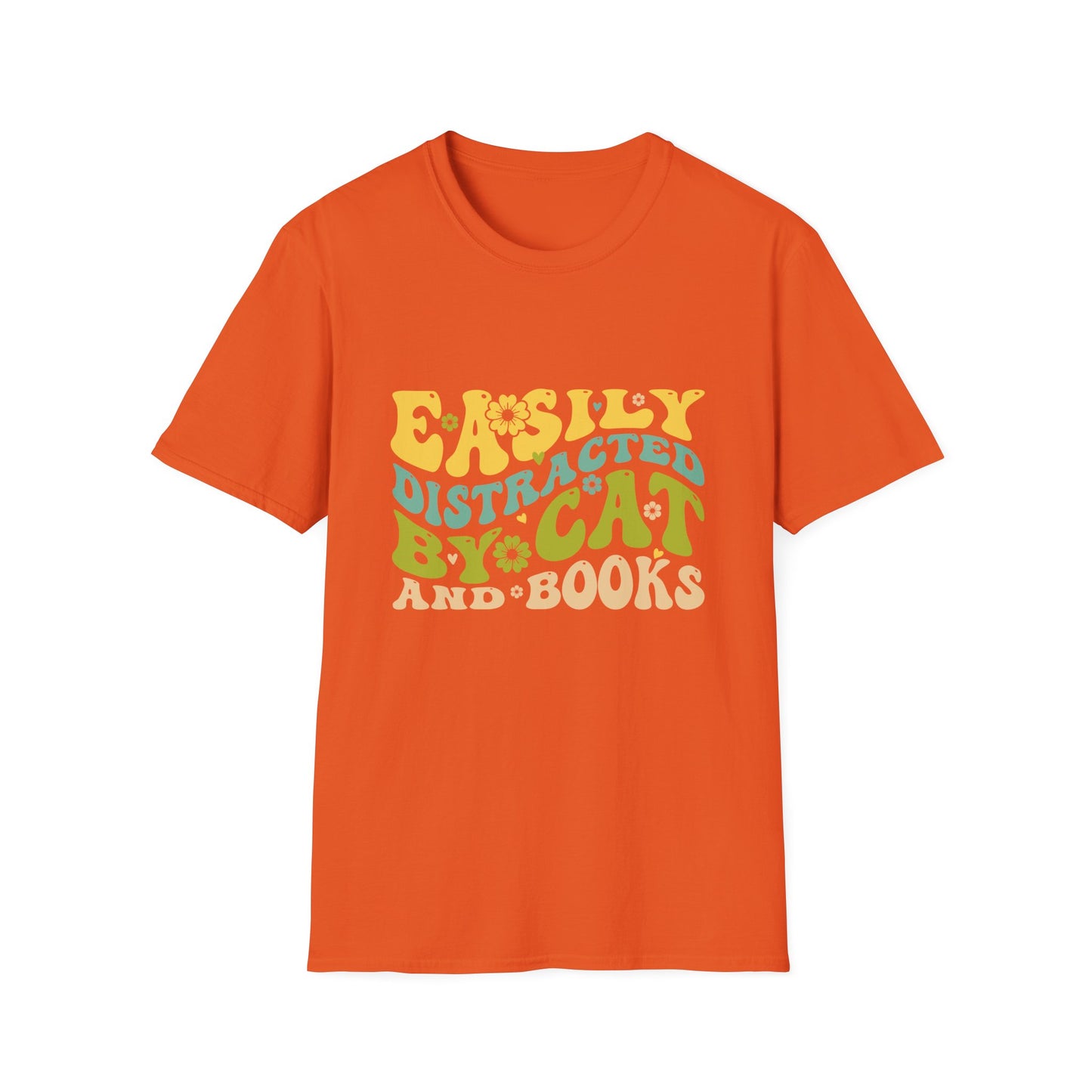 Cat and Books Lover Unisex Softstyle T-Shirt, Cat Lady Tee, Bookworm Shirt, Funny Cat and Book Gift, Cat Mom Shirt