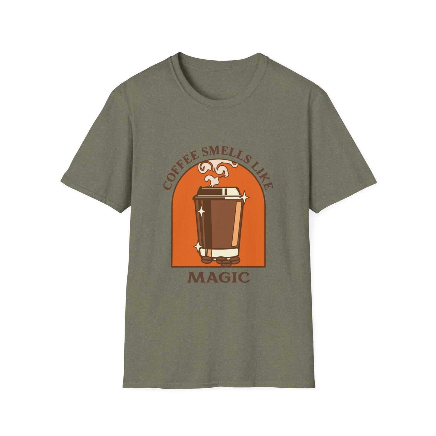 Coffee Smells like Magic Unisex Softstyle T-Shirt, Coffee Lover Tee, Funny Coffee Shirt, Gift for Coffee Drinkers, Coffee Obsessed Apparel