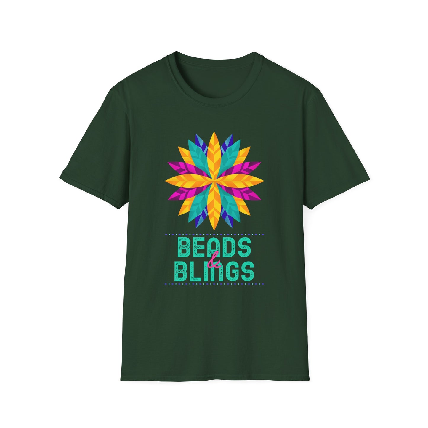 Mardi Gras Unisex Softstyle T-Shirt, Party tee, Beads and Bling, Fat Tuesday shirt