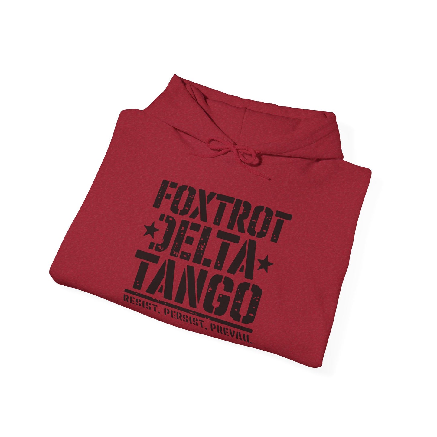 Political Statement Foxtrot Delta Tango Resist, Persist, Prevail Hoodie - Activist Sweatshirt, Protest Apparel, Liberal Outerwear