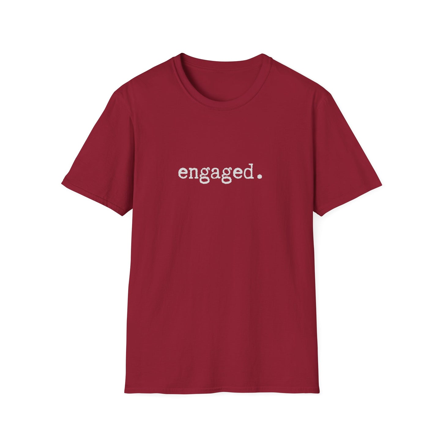 Engaged Minimalist Unisex Softstyle T-Shirt, Wedding Announcement Tee, Bride Groom Gift, Marriage Proposal Shirt, Bridal Party Top