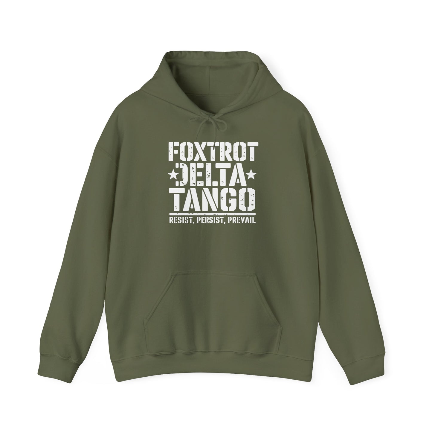 Political Statement Foxtrot Delta Tango Resist, Persist, Prevail Hoodie - Activist Sweatshirt, Protest Apparel, Liberal Outerwear,