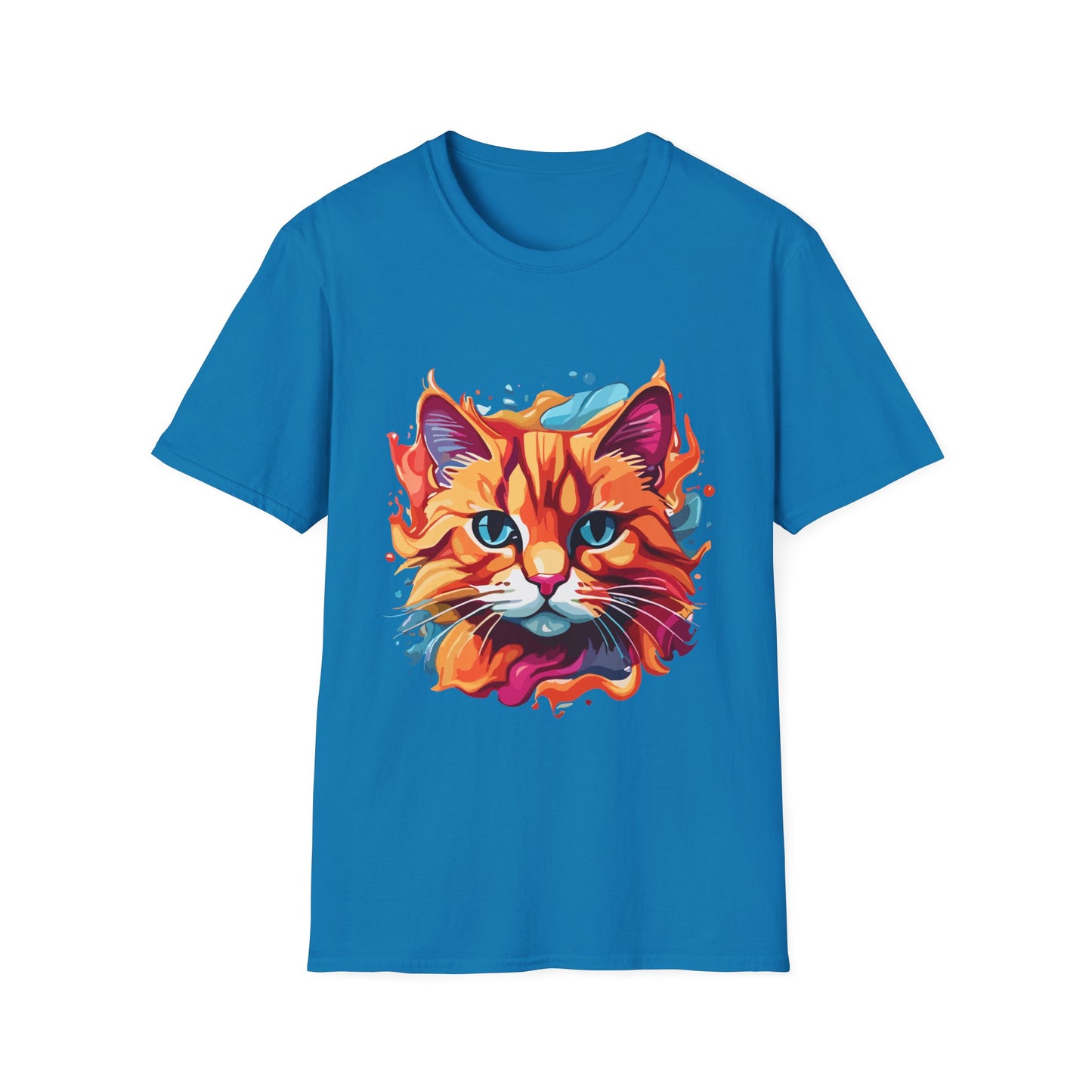 Watercolor Cat T-Shirt, Cute Kitty Tee, Cat Lover Gift, Softstyle Graphic Shirt, Animal Print Top