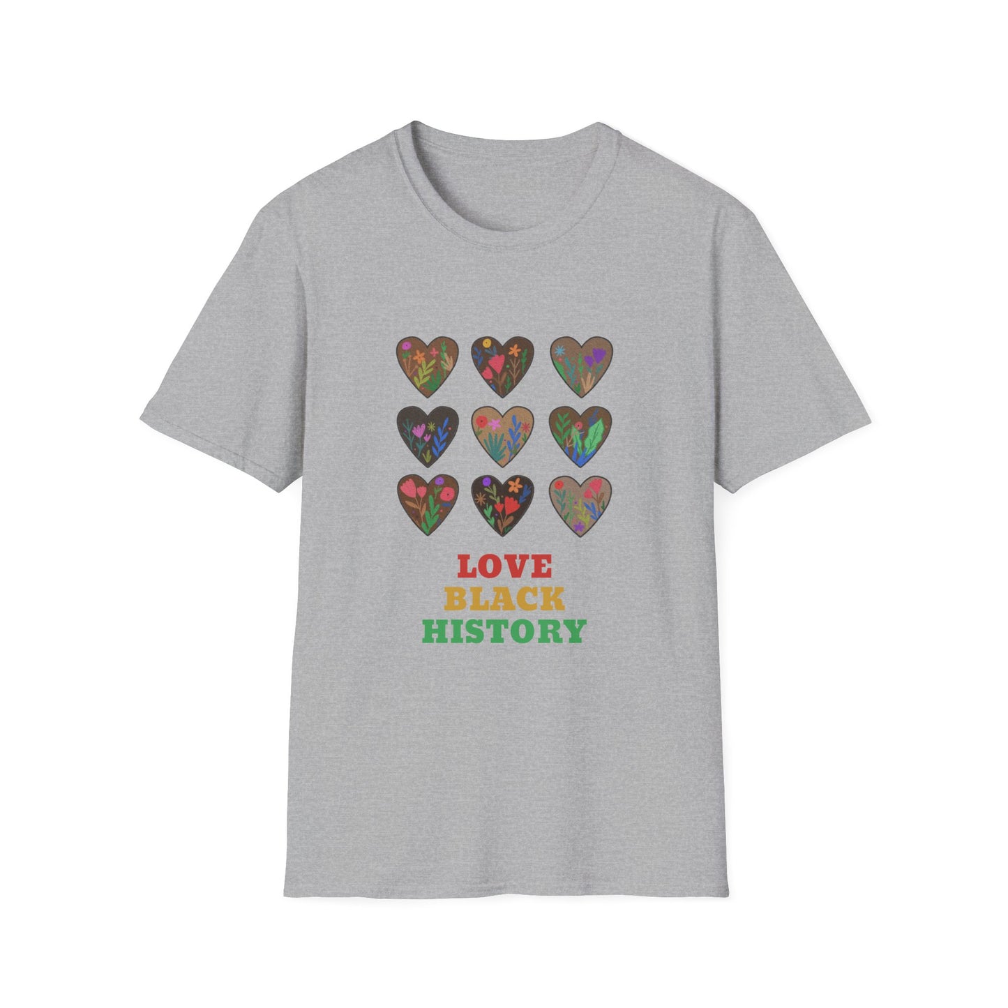 Love Black History Graphic Unisex Softstyle T-Shirt, African American Heritage Tee, Civil Rights Movement Shirt, Black Lives Matter Apparel