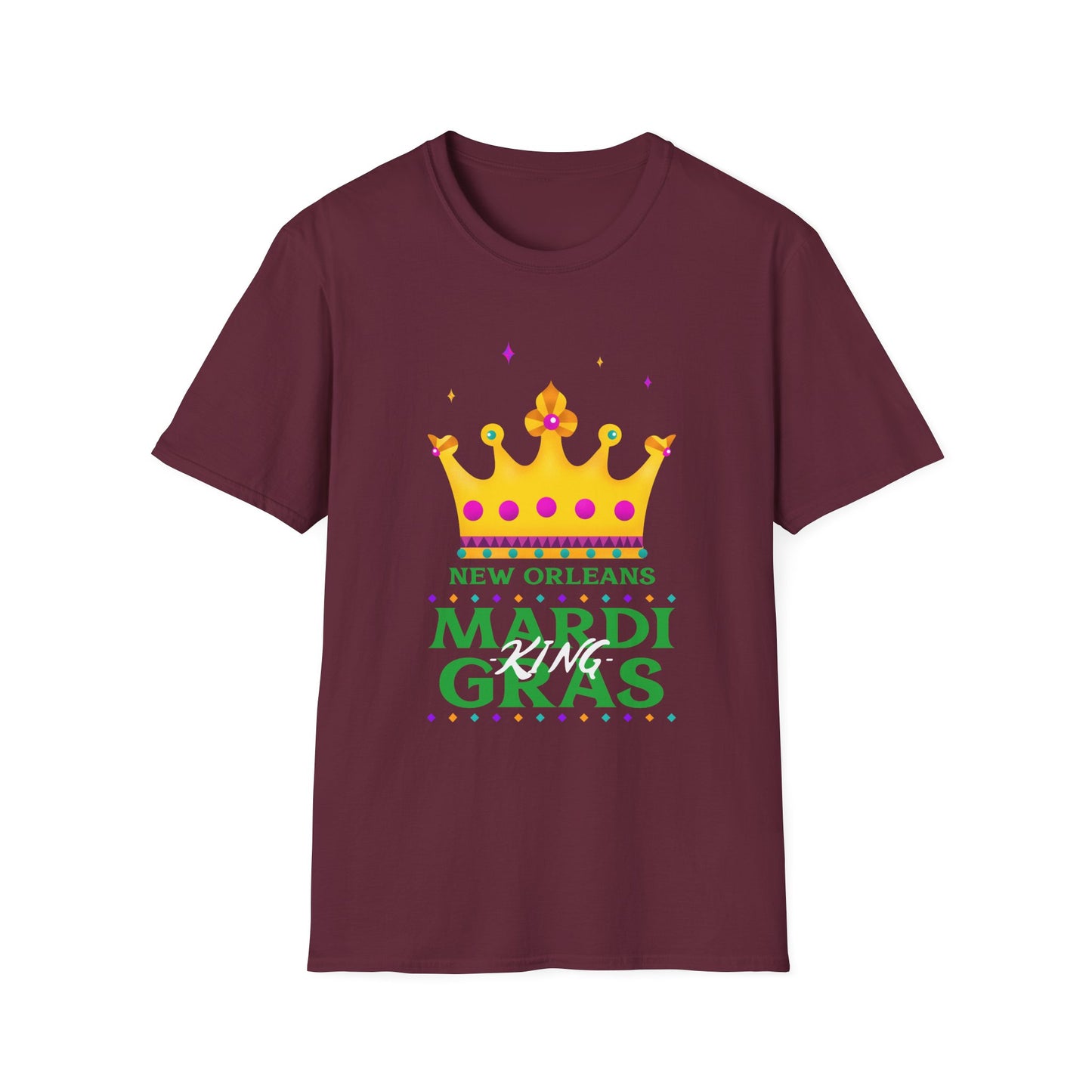 New Orlens Mardi Gras King Unisex Softstyle T-Shirt, Party Shirt, Fat Tuesday shirt