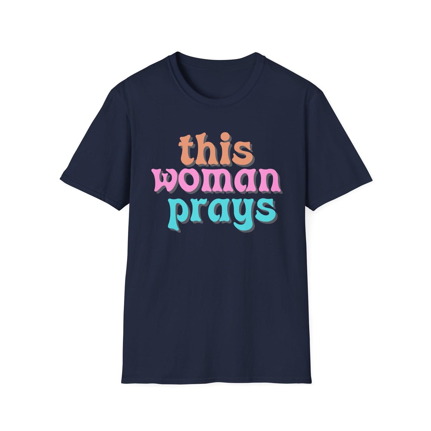 Christian Faith Unisex Tee, Praying Woman Softstyle T-Shirt, Religious Prayer Shirt, Divine Spirituality Top, Religious Gift Apparel