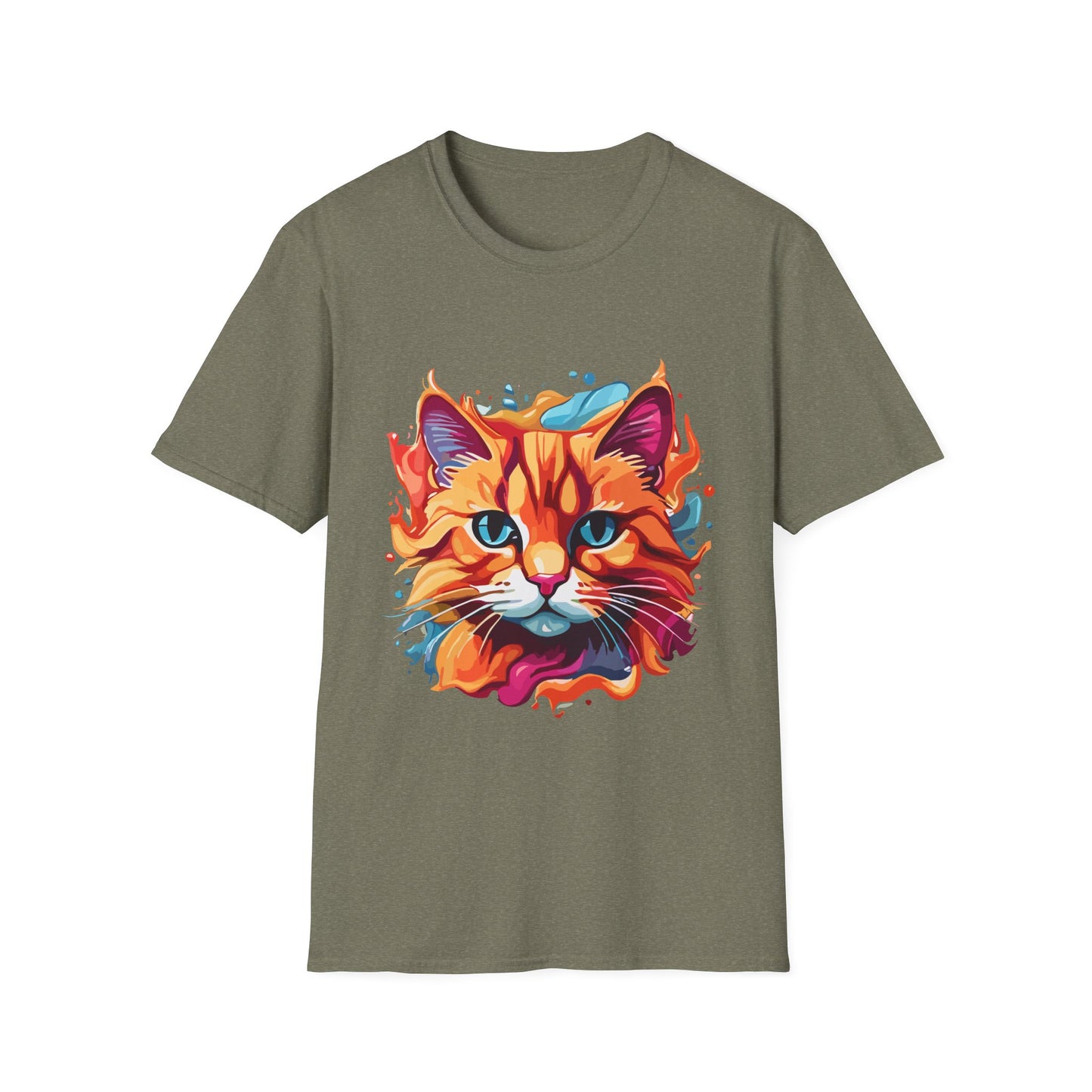 Watercolor Cat T-Shirt, Cute Kitty Tee, Cat Lover Gift, Softstyle Graphic Shirt, Animal Print Top