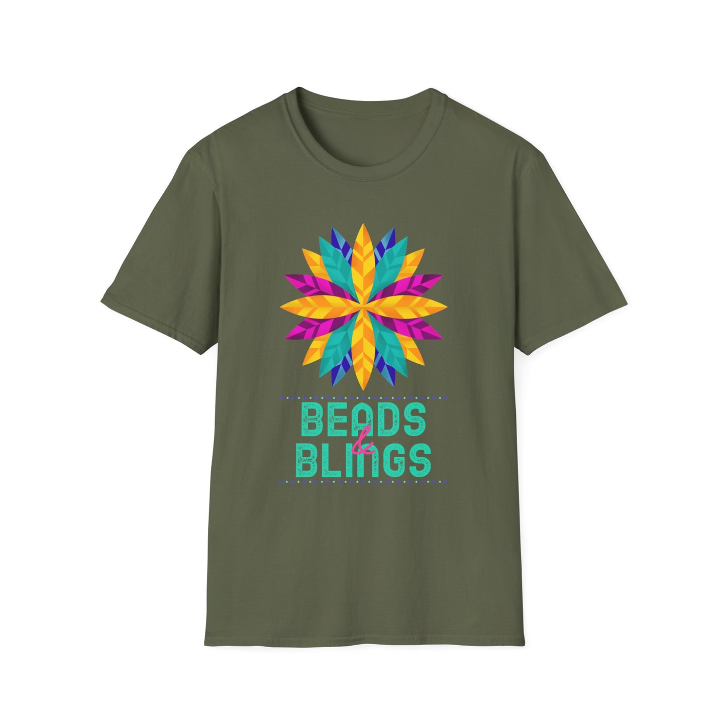 Mardi Gras Unisex Softstyle T-Shirt, Party tee, Beads and Bling, Fat Tuesday shirt