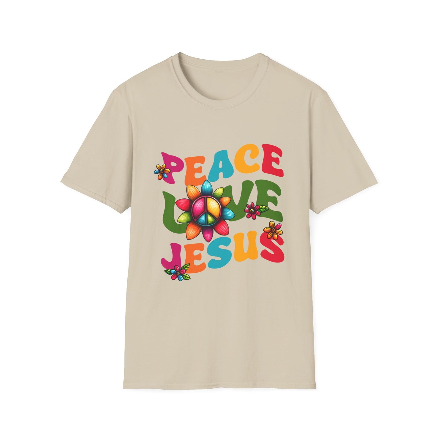 Christian Peace Love Jesus Unisex Softstyle T-Shirt, Religious Faith Tee, Christian Gift, Inspirational Shirt, Religious Apparel, Christian