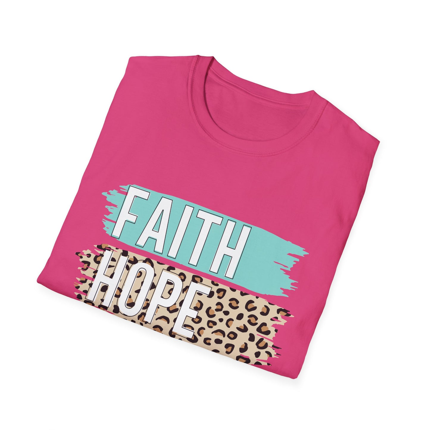 Faith Hope Love T-Shirt, Inspirational Christian Tee, Religious Graphic Shirt, Unisex Softstyle Top, Faith-Based Clothing, Washi Tape look