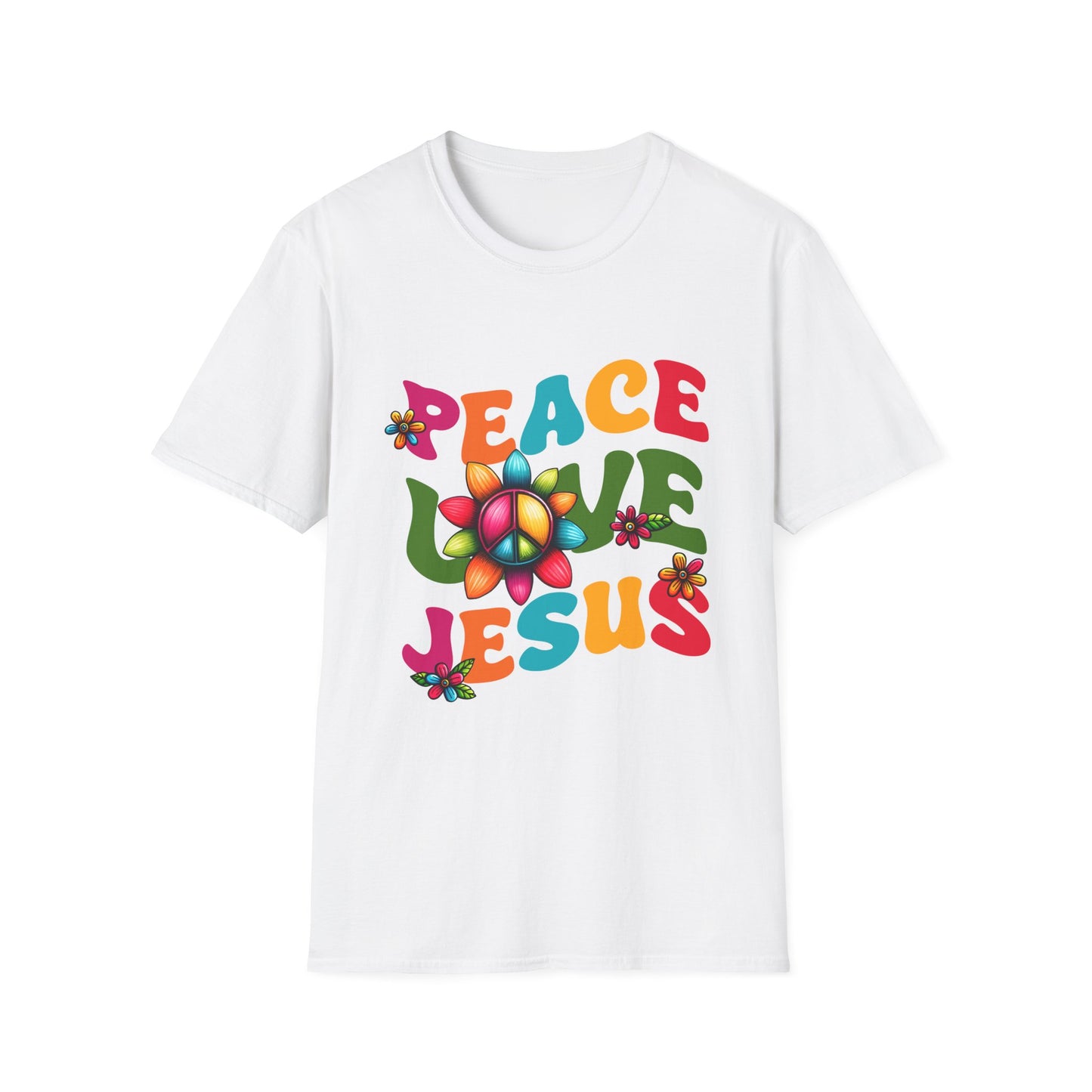 Christian Peace Love Jesus Unisex Softstyle T-Shirt, Religious Faith Tee, Christian Gift, Inspirational Shirt, Religious Apparel, Christian