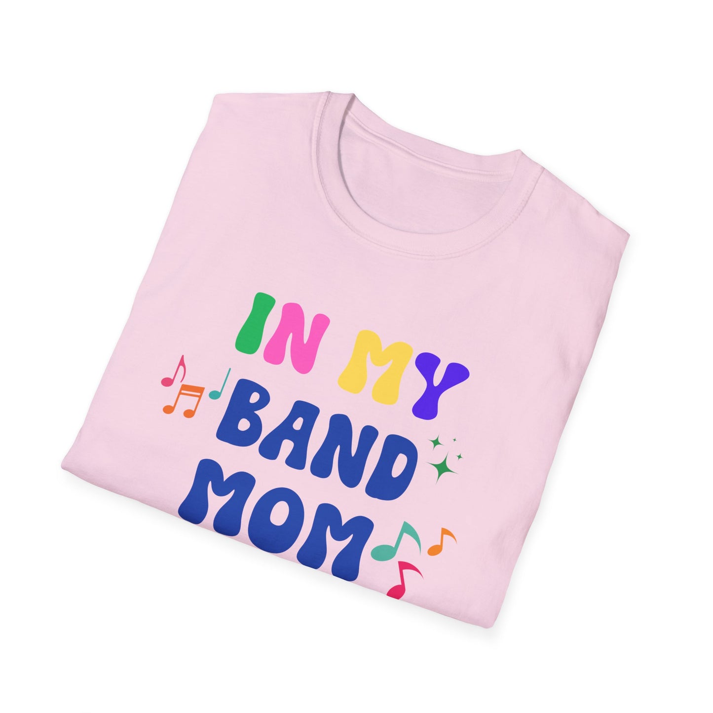 Band Mom Era Unisex Softstyle T-Shirt - Music Lover Gift, Rock Band Fan Shirt, Live Music Concert Tee, Parent Gift, Music Festival Apparel