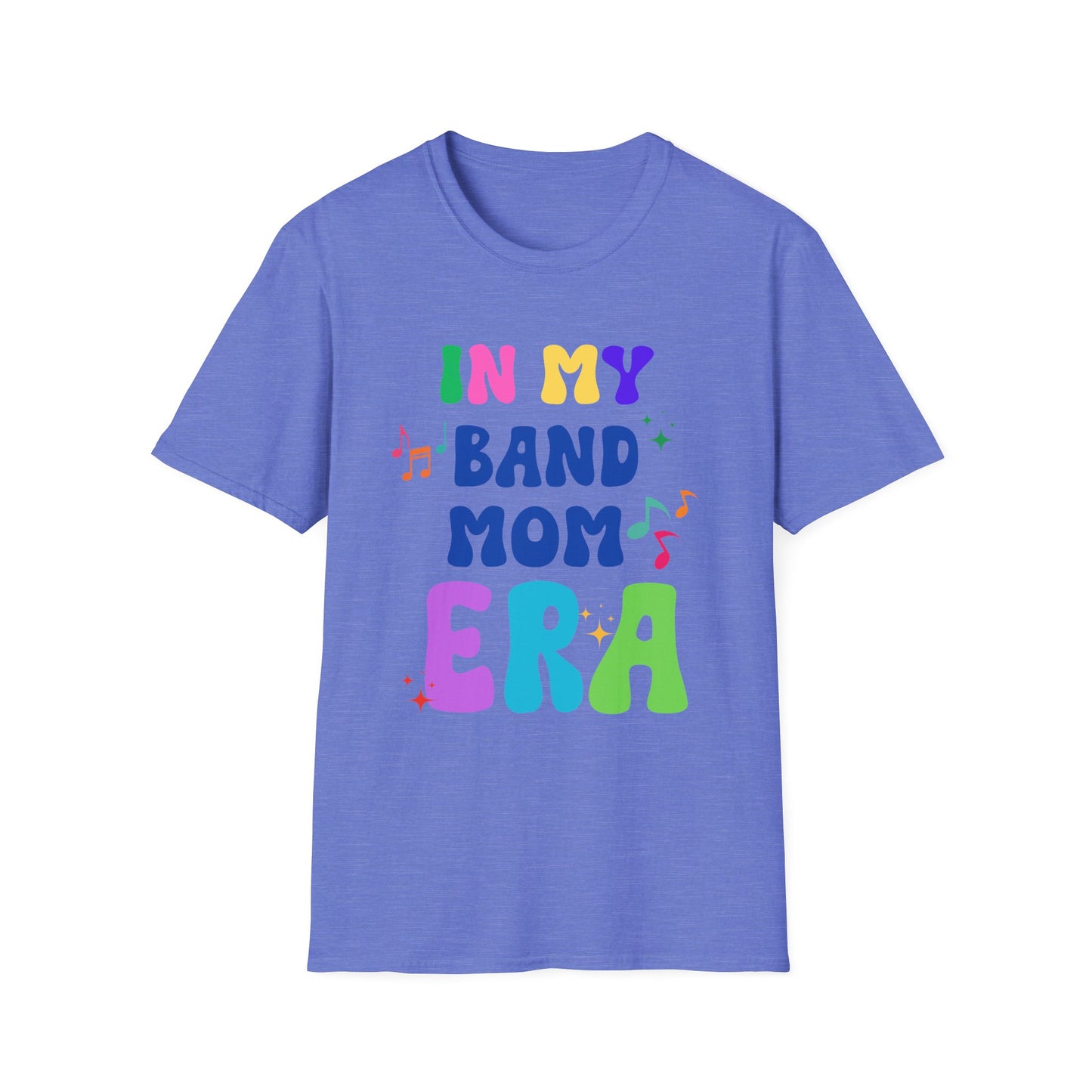 Band Mom Era Unisex Softstyle T-Shirt - Music Lover Gift, Rock Band Fan Shirt, Live Music Concert Tee, Parent Gift, Music Festival Apparel