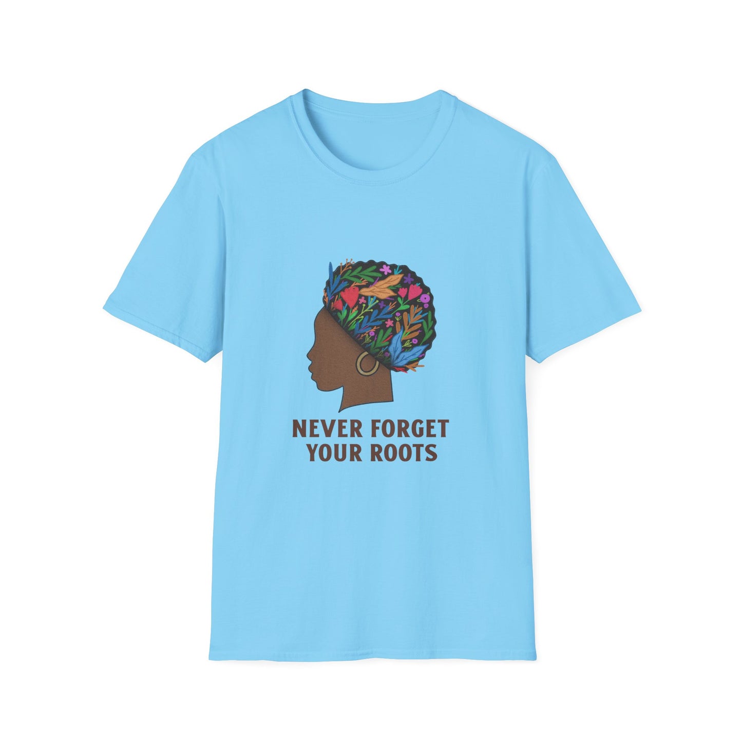 Never Forget Your Roots Graphic Unisex Softstyle T-Shirt, African American Heritage Tee, Juneteenth Gift, Black Lives Matter Apparel