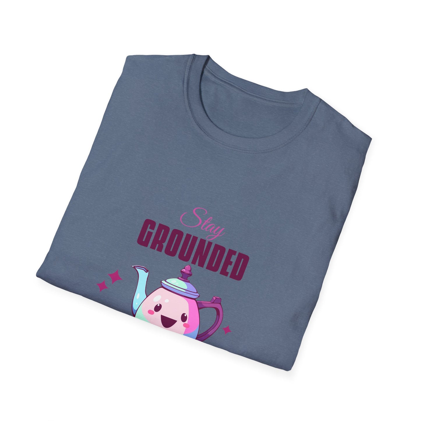 Grounded Coffee Lover Unisex Softstyle T-Shirt, Stay Happy Drink Coffee Tee, Coffee = Happiness, Positive Vibes Shirt, Meditation Gift