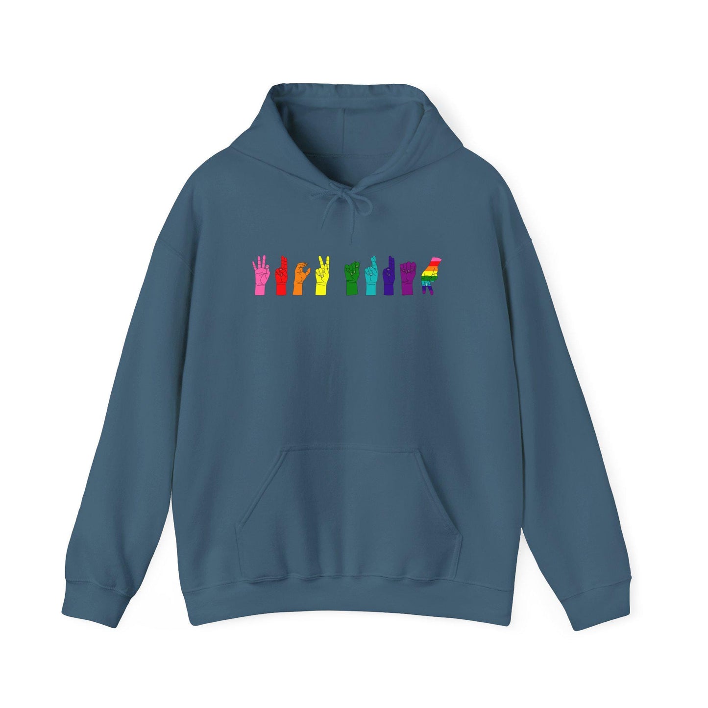 F** Trump, Pride Hand Gesture Hoodie, Unisex Heavy Blend Sweatshirt, LGBTQ+ Apparel, Gift for Pride Month, Casual Wear, Rainbow Hoodie
