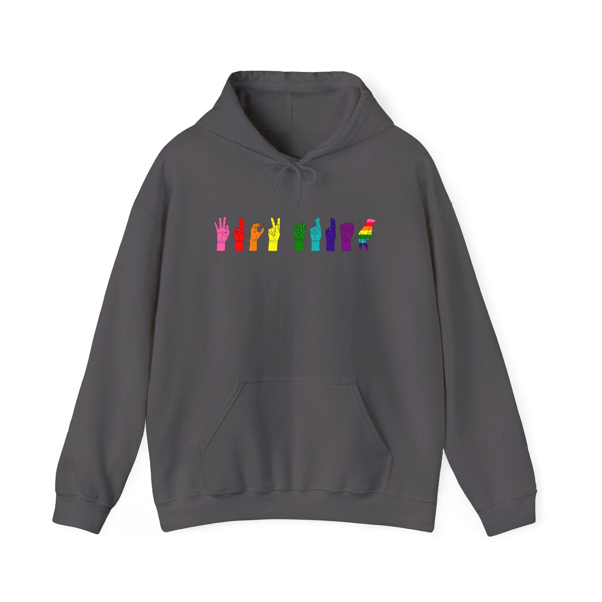 F** Trump, Pride Hand Gesture Hoodie, Unisex Heavy Blend Sweatshirt, LGBTQ+ Apparel, Gift for Pride Month, Casual Wear, Rainbow Hoodie