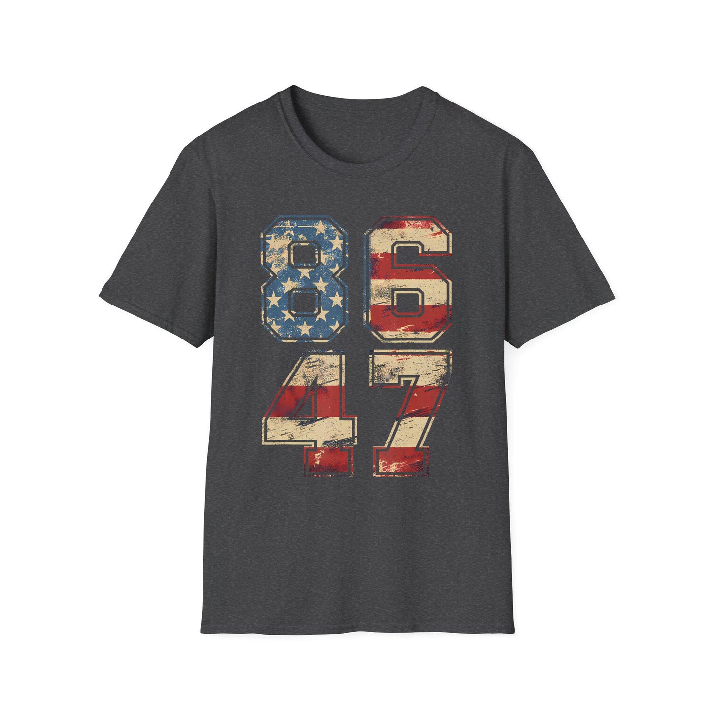 Vintage American Flag 8647 Anti Trump Unisex Softstyle T-Shirt, Patriotic Political Tee, USA Protest Shirt, Retro American Flag Top,