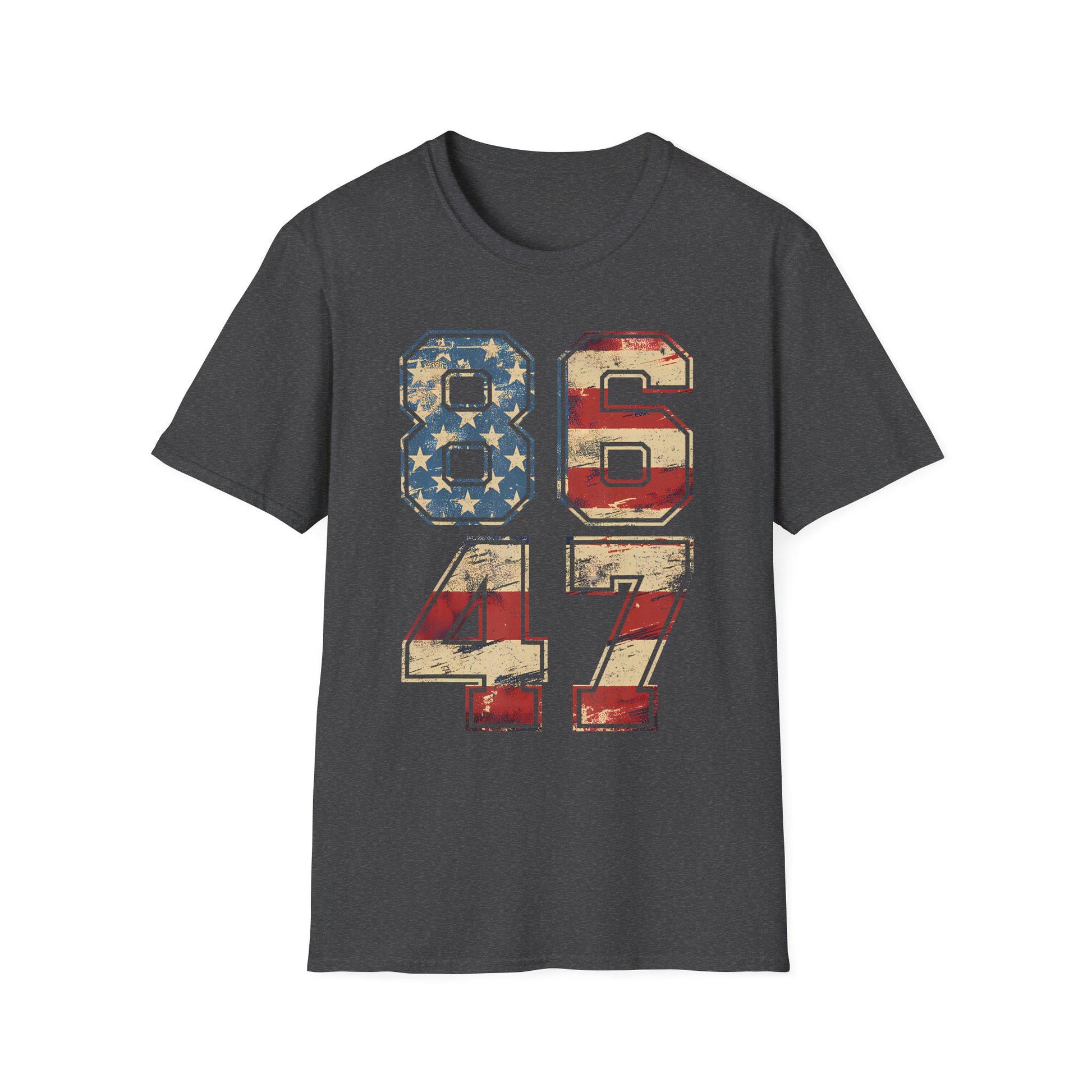 Vintage American Flag 8647 Anti Trump Unisex Softstyle T-Shirt, Patriotic Political Tee, USA Protest Shirt, Retro American Flag Top,