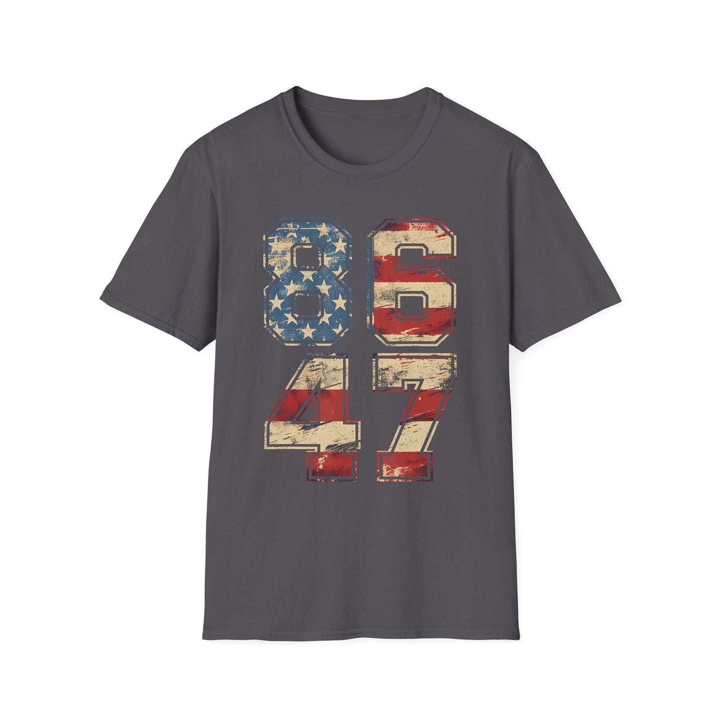Vintage American Flag 8647 Anti Trump Unisex Softstyle T-Shirt, Patriotic Political Tee, USA Protest Shirt, Retro American Flag Top,