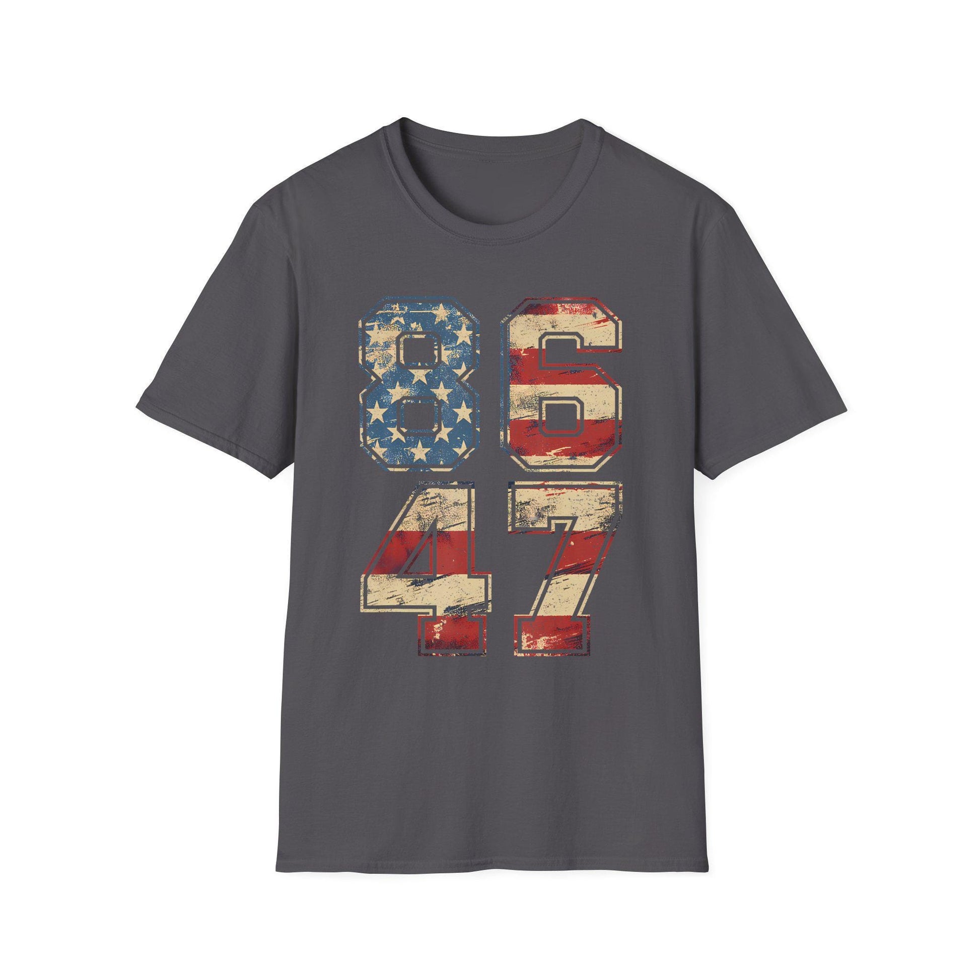 Vintage American Flag 8647 Anti Trump Unisex Softstyle T-Shirt, Patriotic Political Tee, USA Protest Shirt, Retro American Flag Top,