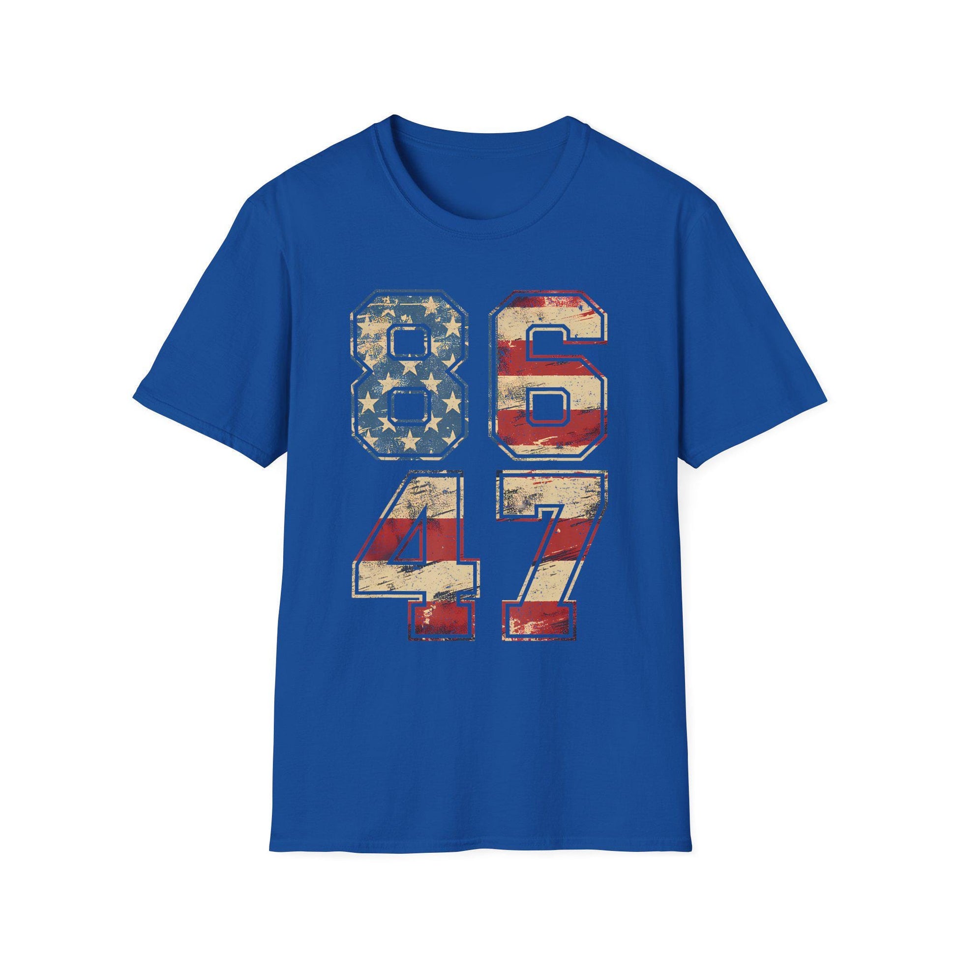 Vintage American Flag 8647 Anti Trump Unisex Softstyle T-Shirt, Patriotic Political Tee, USA Protest Shirt, Retro American Flag Top,