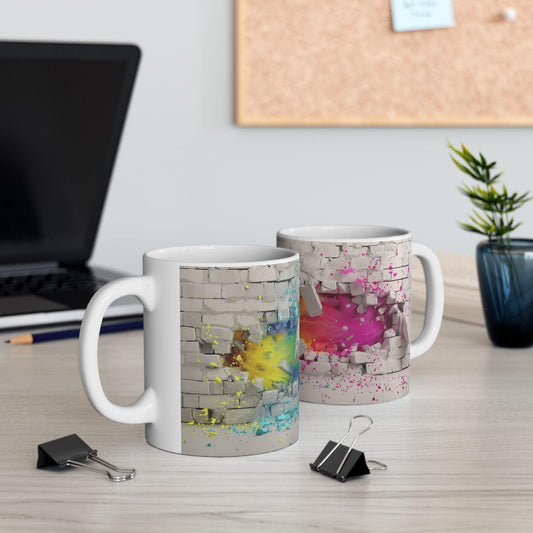 Colorful Breakthrough Ceramic Mug | Unique Art Mug for Home, Office, Gift Ideas, Vibrant Coffee Cup, Wall Art Inspired | 11oz & 15oz