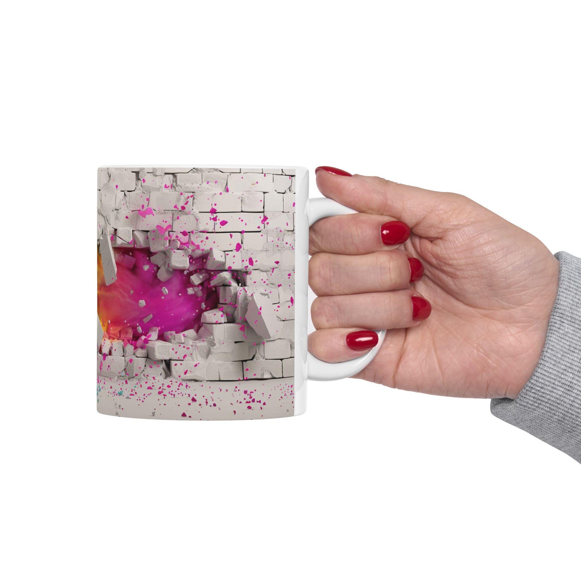 Colorful Breakthrough Ceramic Mug | Unique Art Mug for Home, Office, Gift Ideas, Vibrant Coffee Cup, Wall Art Inspired | 11oz & 15oz