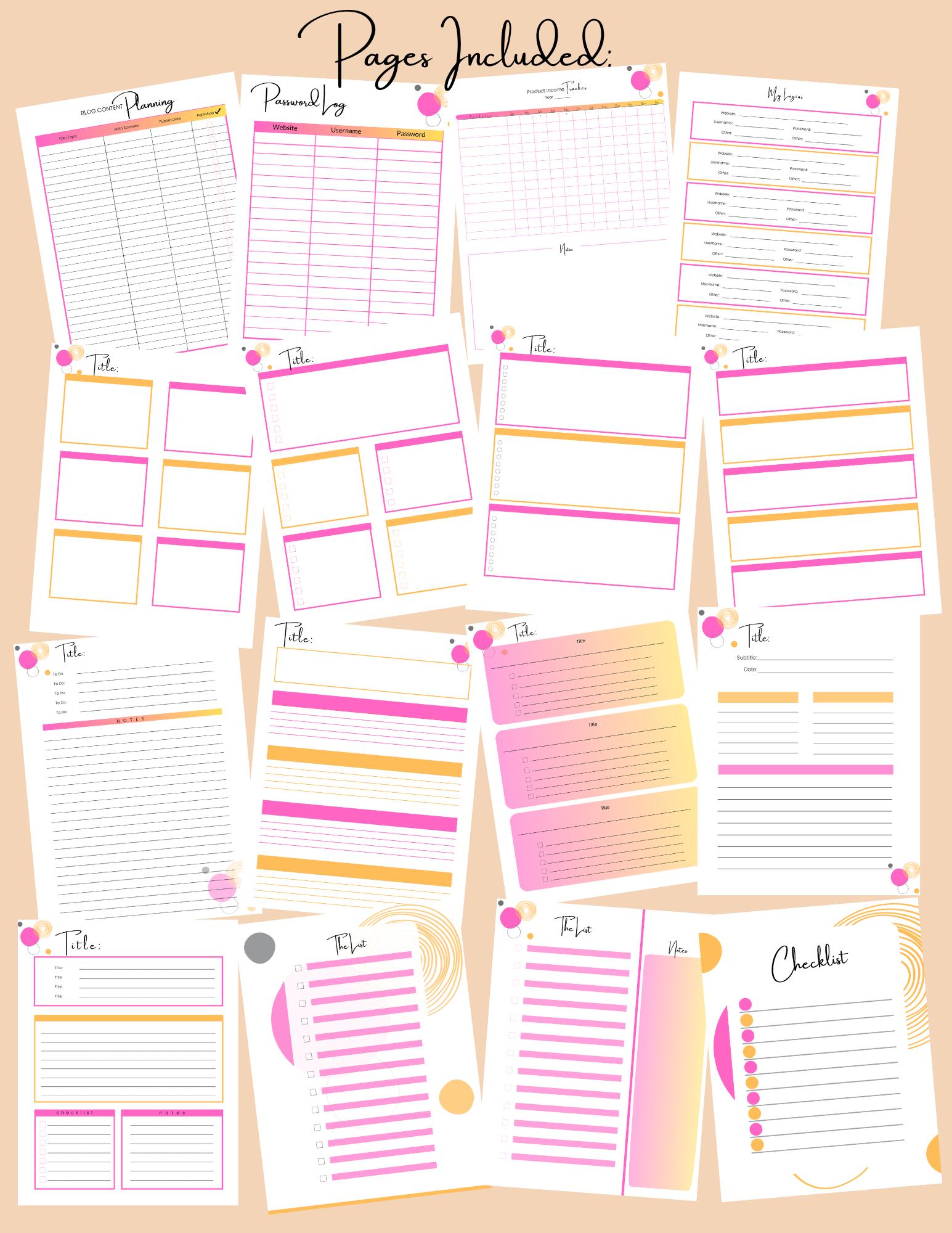 Daily Grind PDF Planner Bundle, Download, Daily, Weekly, Monthly, Yearly, Budget, Fitness, Meal Planning, Project Planning, Productivity
