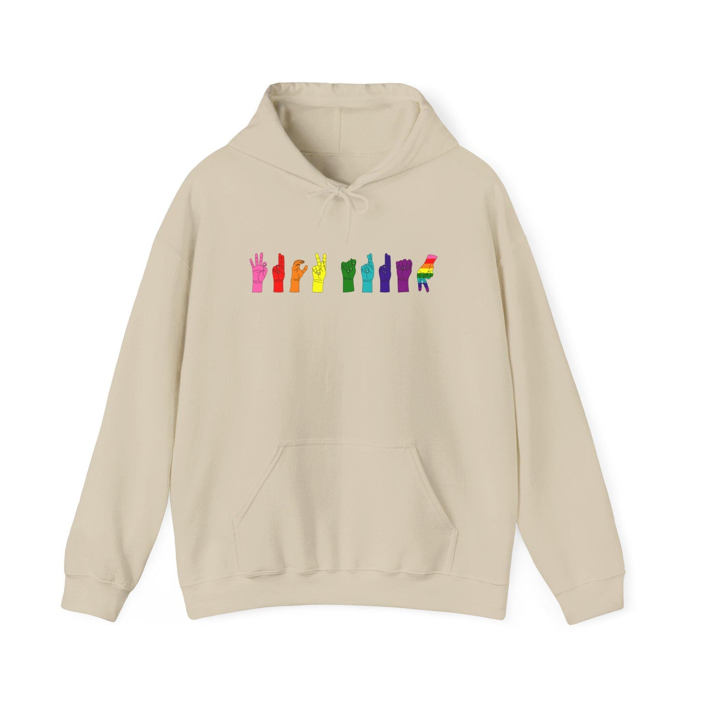 F** Trump, Pride Hand Gesture Hoodie, Unisex Heavy Blend Sweatshirt, LGBTQ+ Apparel, Gift for Pride Month, Casual Wear, Rainbow Hoodie