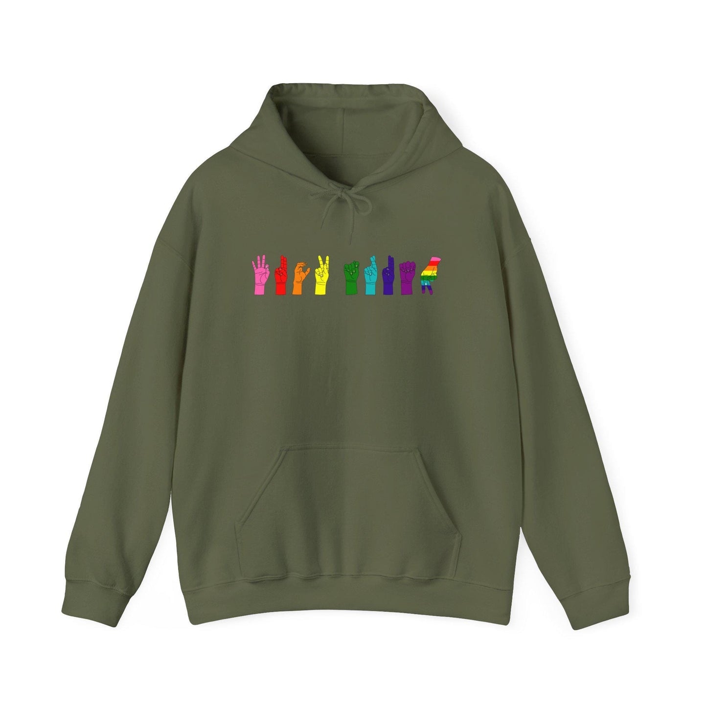 F** Trump, Pride Hand Gesture Hoodie, Unisex Heavy Blend Sweatshirt, LGBTQ+ Apparel, Gift for Pride Month, Casual Wear, Rainbow Hoodie