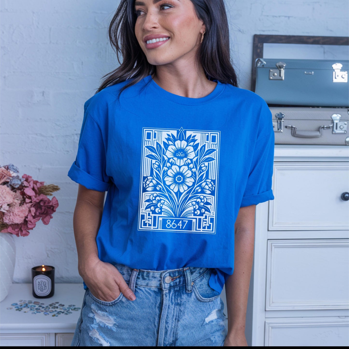 Subtle Anti Trump 8647 Floral Graphic Unisex T-Shirt, Resist Statement Tee, Protest Shirt, Political Activist Top, Feminist Apparel