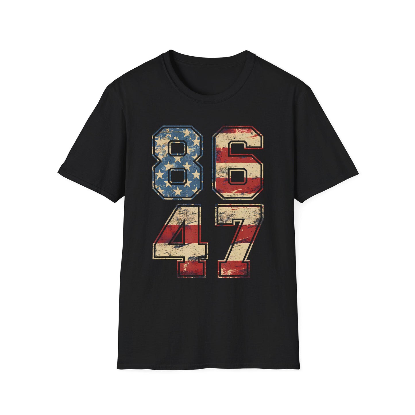 Vintage American Flag 8647 Anti Trump Unisex Softstyle T-Shirt, Patriotic Political Tee, USA Protest Shirt, Retro American Flag Top,