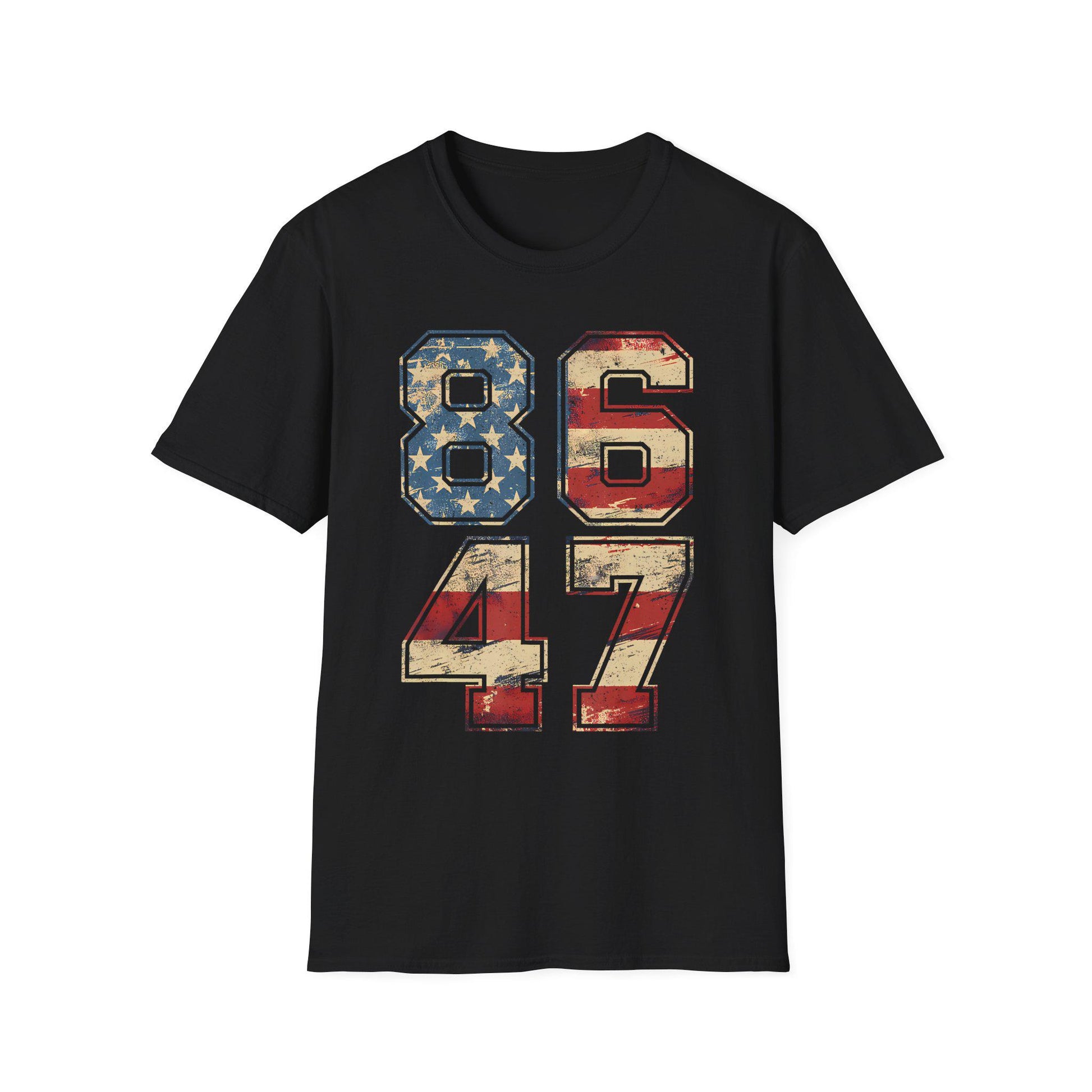 Vintage American Flag 8647 Anti Trump Unisex Softstyle T-Shirt, Patriotic Political Tee, USA Protest Shirt, Retro American Flag Top,