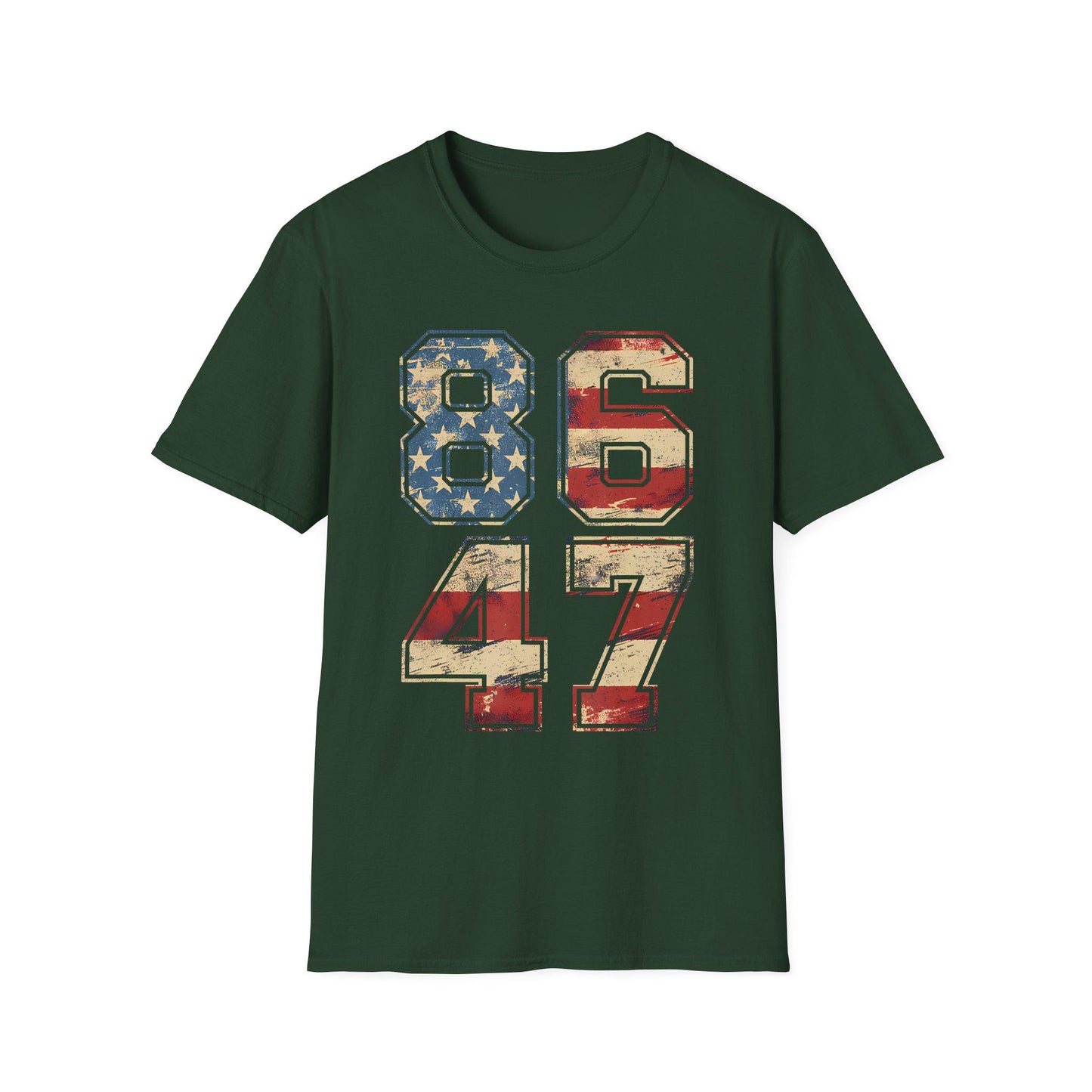 Vintage American Flag 8647 Anti Trump Unisex Softstyle T-Shirt, Patriotic Political Tee, USA Protest Shirt, Retro American Flag Top,