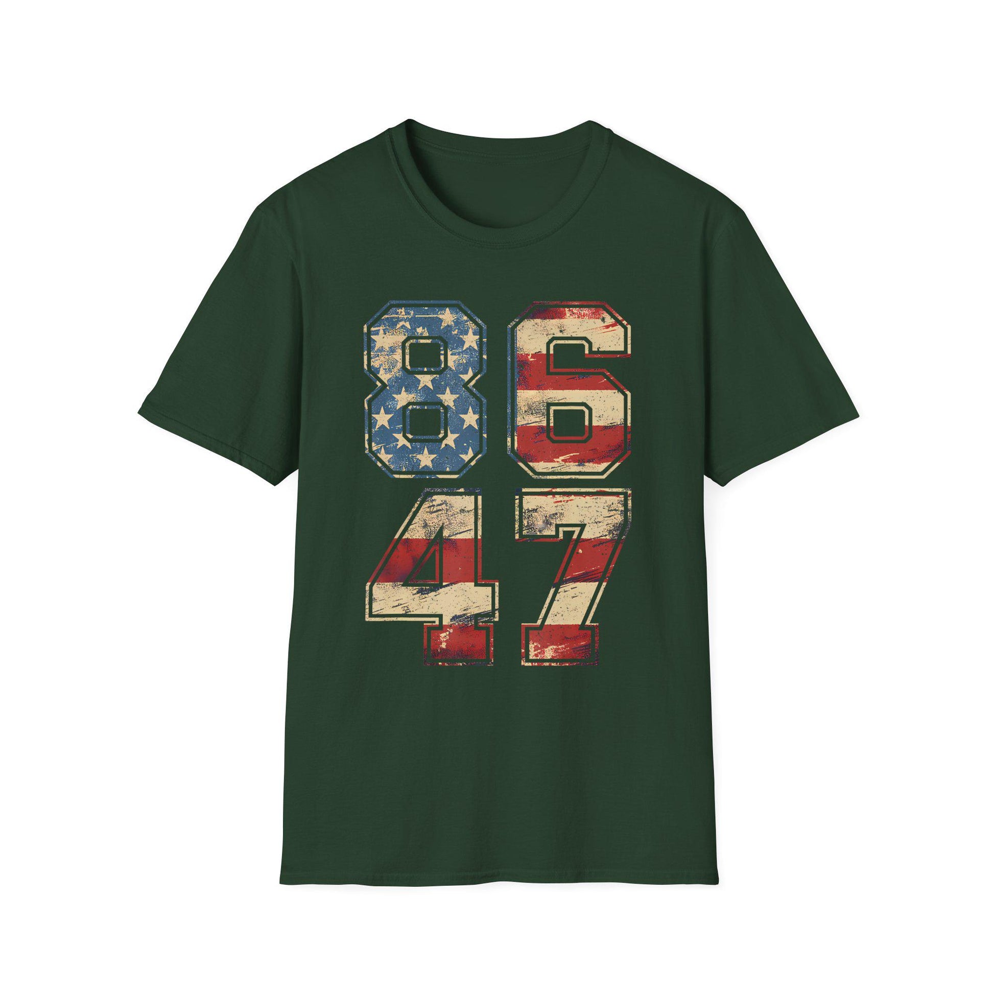 Vintage American Flag 8647 Anti Trump Unisex Softstyle T-Shirt, Patriotic Political Tee, USA Protest Shirt, Retro American Flag Top,