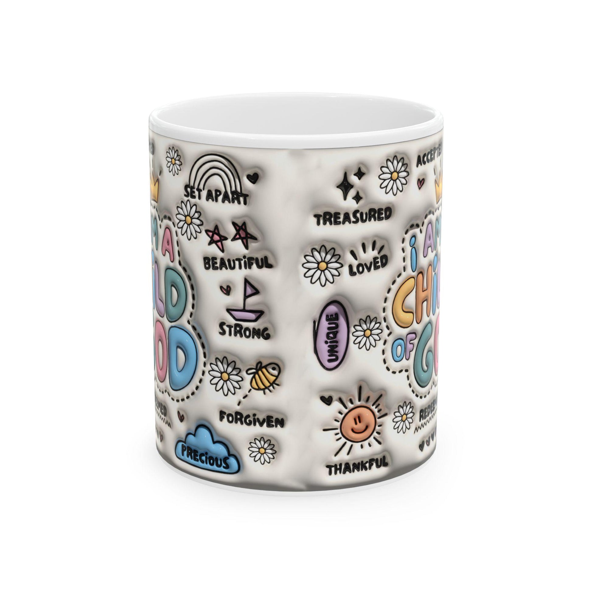 Inspirational Ceramic Mug, Child of God Coffee Cup, Positive Affirmation Gift for Friends, Motivational Mug, Faith-Based Kitchen Decor,