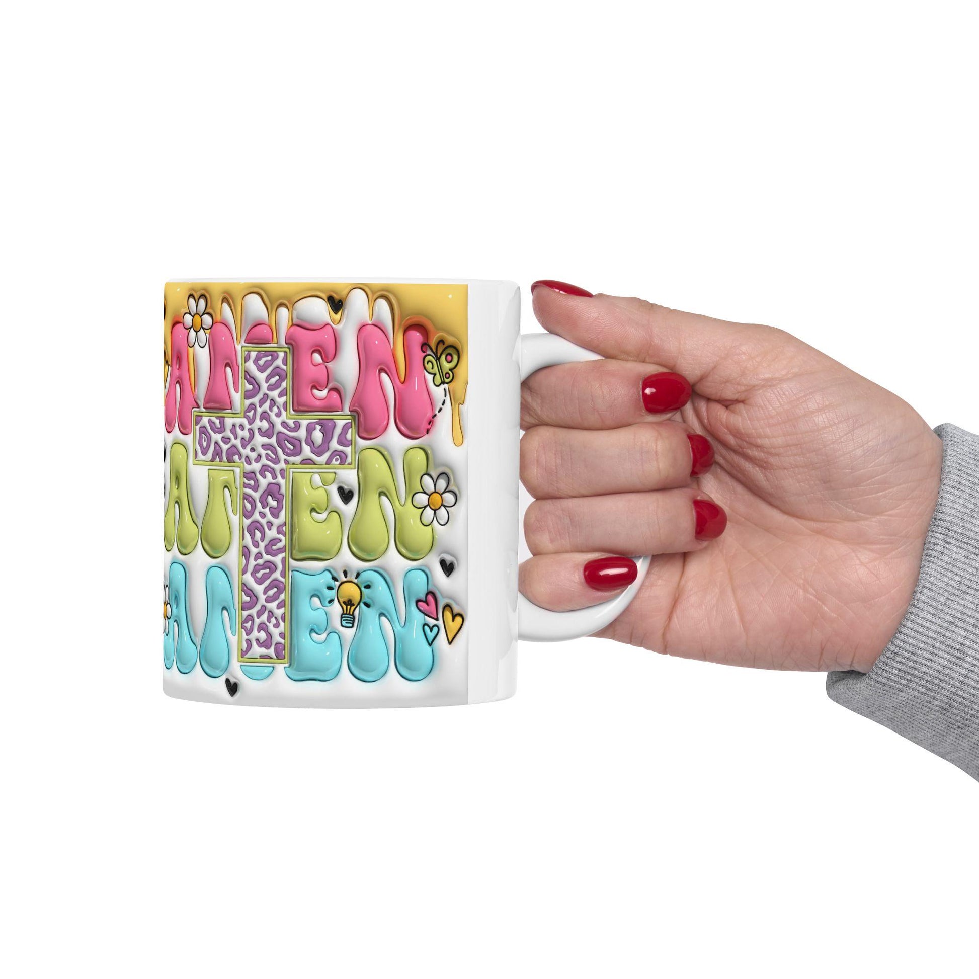 Whimsical Ceramic Mug - Perfect Gift for Friends, Vibrant Floral Design, Coffee Lovers, Tea Enthusiasts, Colorful Drinkware